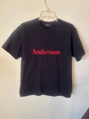 Andersson Bell Signature Embroidered Oversized Black T Shirt Unisex Size: Small